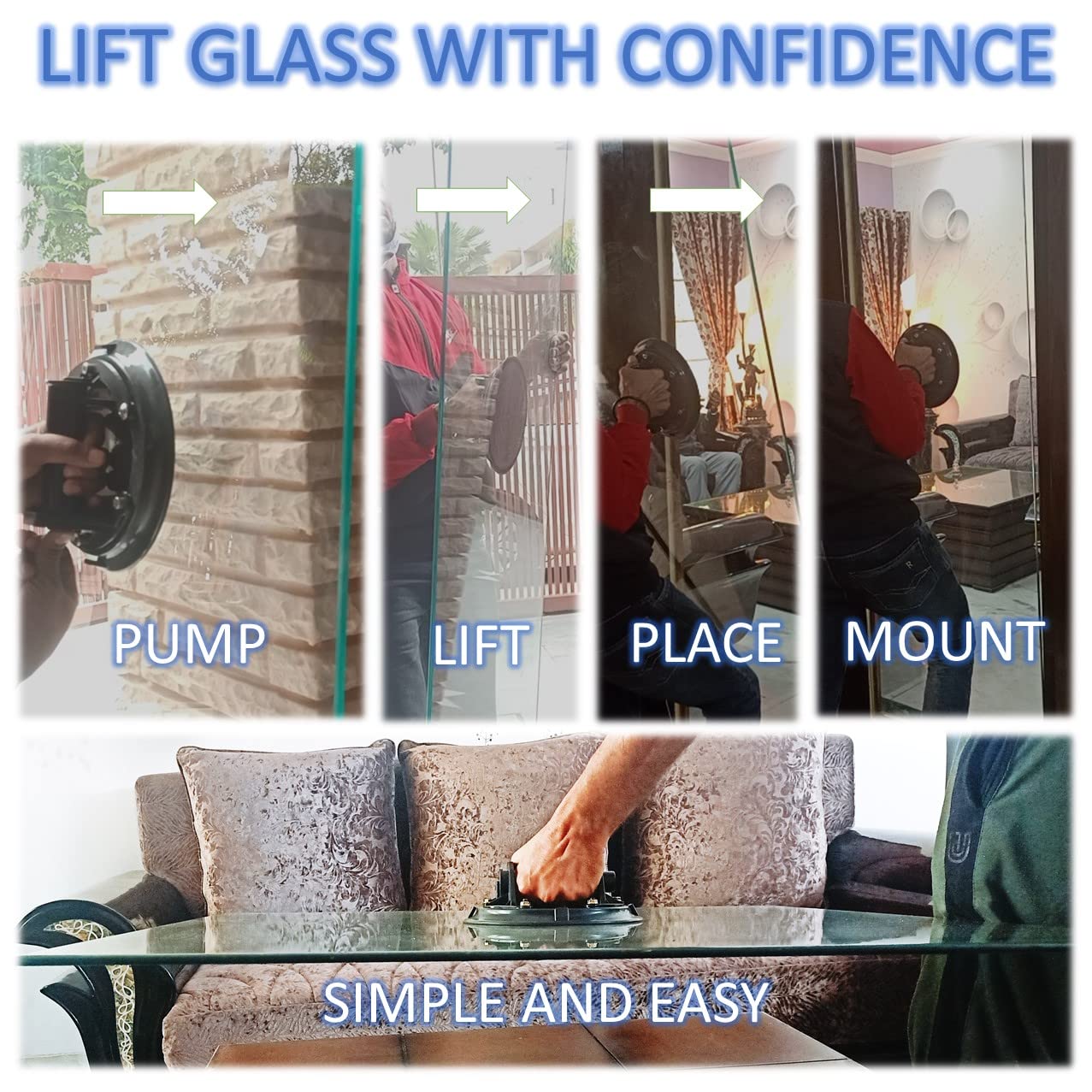 Premium Suction Cup Single 8” Silicon head Glass Lifter