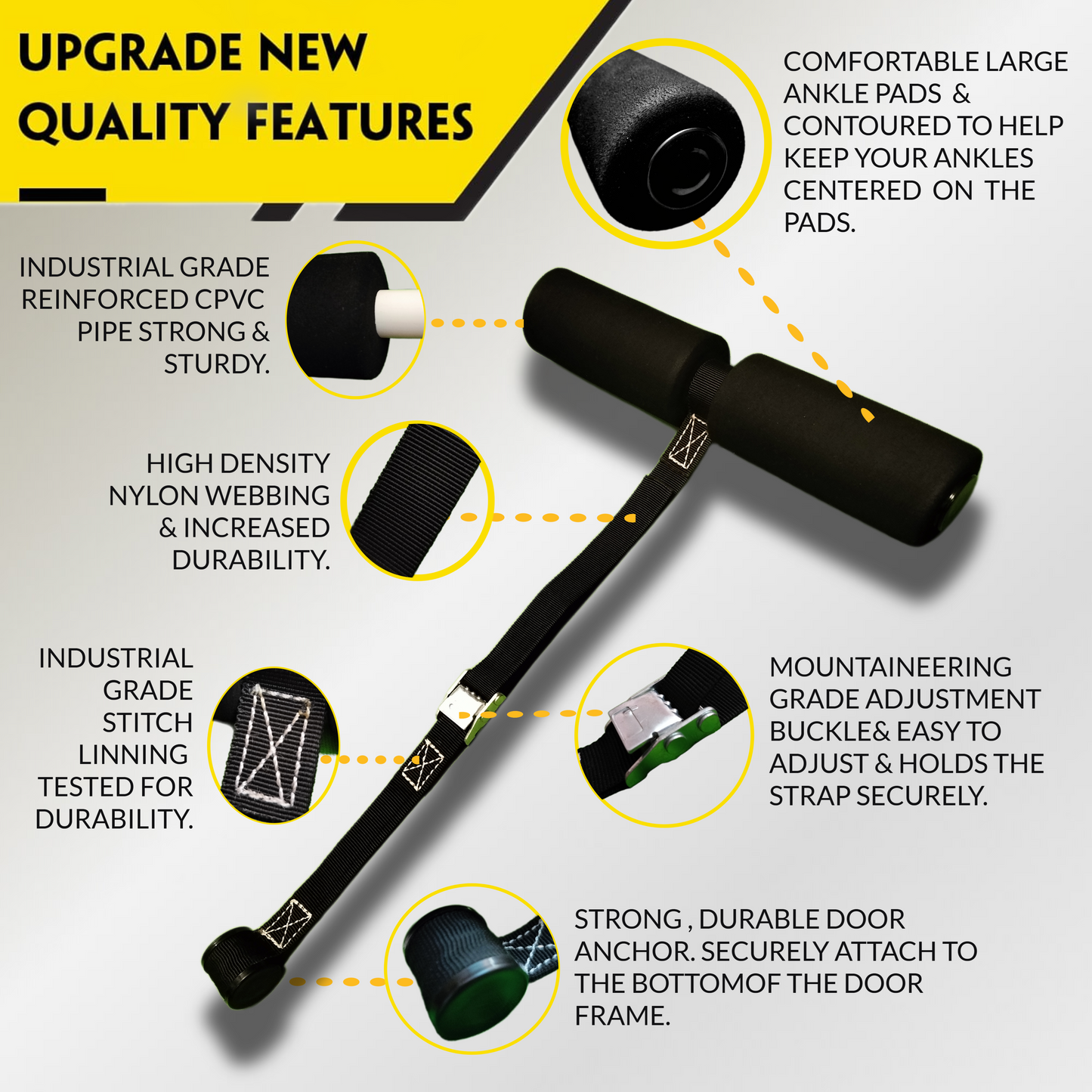 Nordic Curl Hamstring Strap by Chaken® – Durable & Comfortable Hamstring Exercise Equipment for Nordic Hamstring Curls, Leg Workouts, and Adjustable, Portable, and 5 Seconds Setup Fitness Accessory